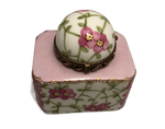 Elegant Blooms: Hand-Painted Limoges Flower Trinket Box - A Delicate Pink Blossom