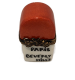 Paris Beverly Hills Elegance: Red and White Half Oval Limoges Box