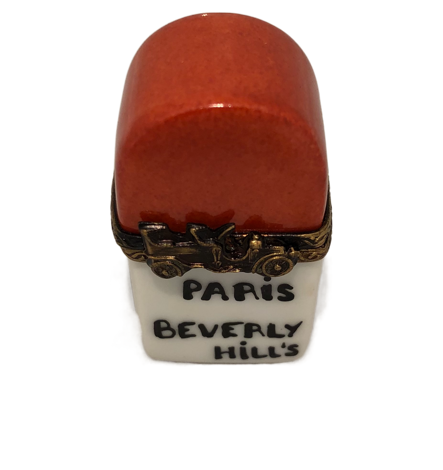 Paris Beverly Hills Elegance: Red and White Half Oval Limoges Box