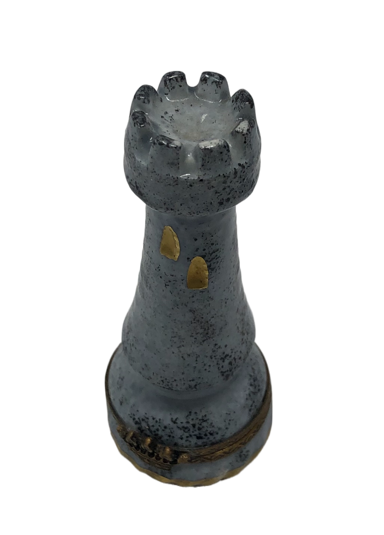 Majestic Castle: Hand-Painted Limoges Box in the Shape of a Chess Piece