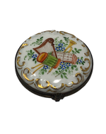 Harmonious Melodies: Hand-Painted Limoges Box with Musical Instruments