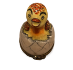 New Beginnings: Hand-Painted Limoges Chick Hatching Egg Keepsake Box - A Celebration of Joyful Growth