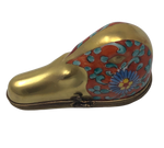 Regal Elegance: Golden Animal Head with Vibrant Floral Accents Limoges Box
