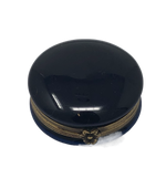 Midnight Blue Elegance: Hand-Painted Circular Limoges Box