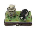 Moo-velous Charm: Hand-Painted Limoges Box with Adorable Cow and Milk Bottle