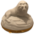 Regal Canvas: Unpainted Limoges Lion on Rock Keepsake Box - Embrace the Majesty and Unleash Your Creativity