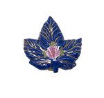 Enchanted Oak: Blue Oak Leaf with Pink Flower Limoges Box