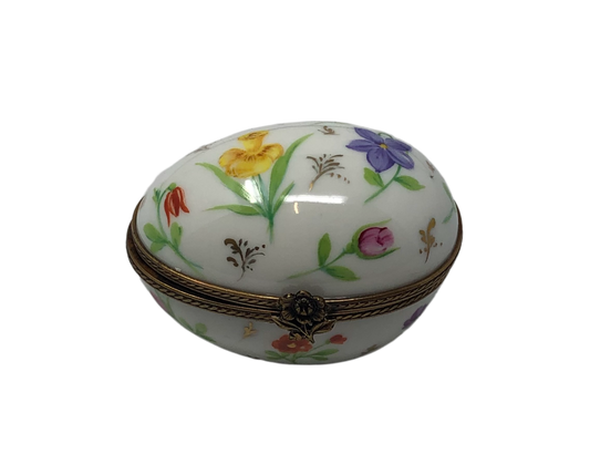 Blooming Delights - Hand-Painted Floral Egg Limoges Box