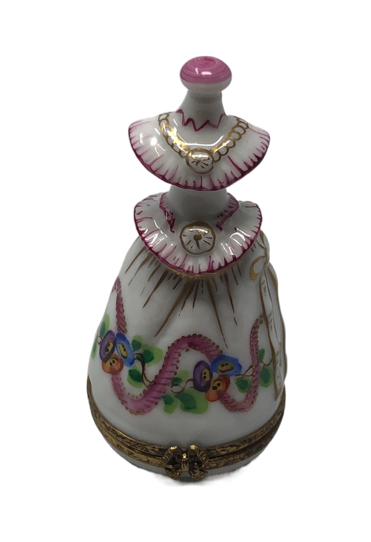 Enchanting Floral Elegance - Hand-Painted Limoges Dress Box