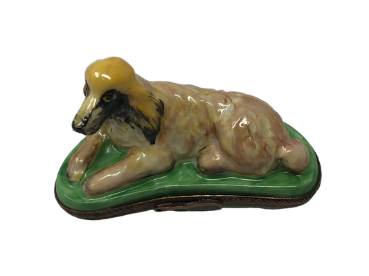 Adorable Shaggy Pup - Brown Dog Limoges Box