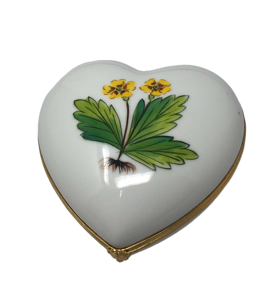 Elegant Daffodil Heart - White Limoges Box