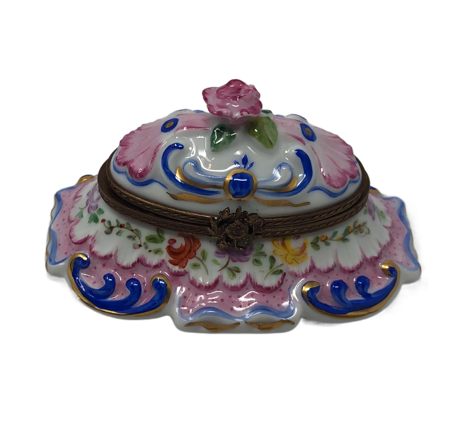 Elegant Pink Flower Centerpiece Server - Limoges Box