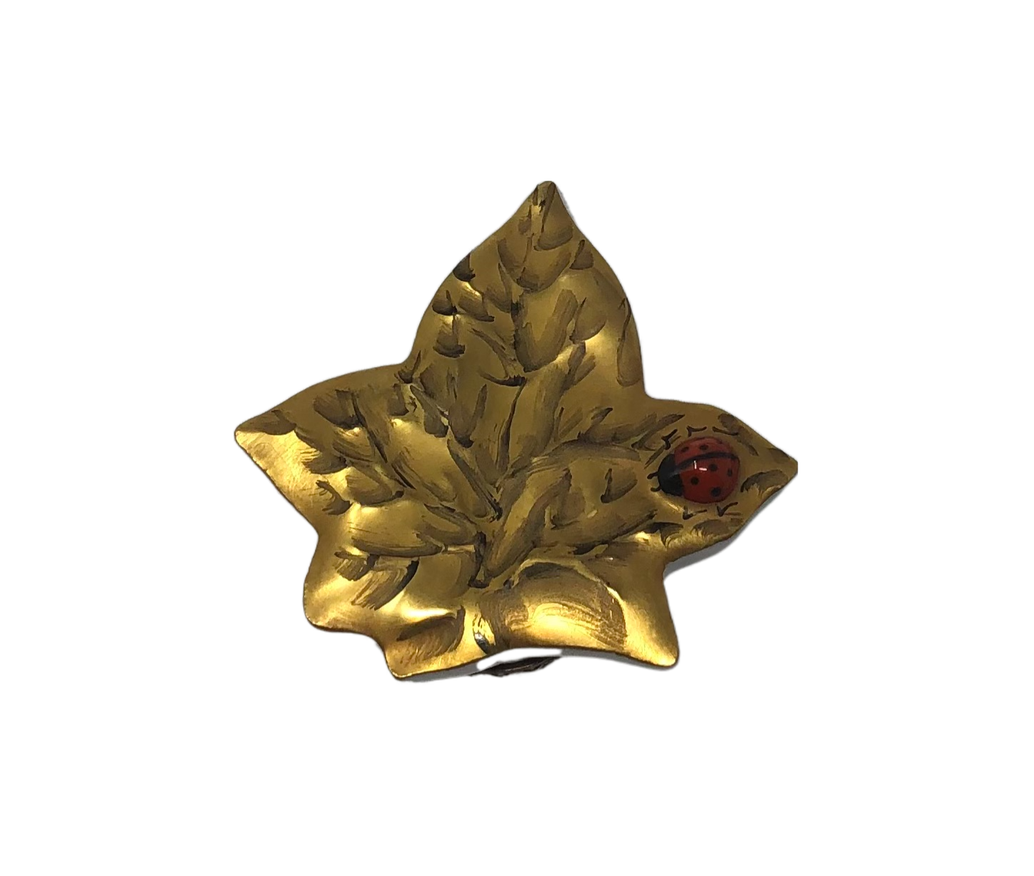 Golden Oak Leaf with Ladybug - Limoges Box