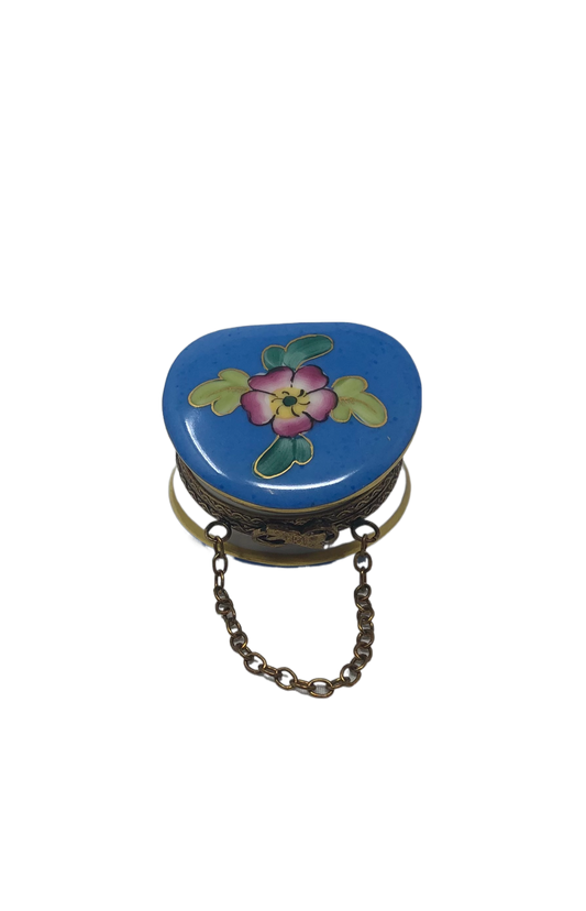 Blooming Elegance - Floral Painted Limoges Purse Box