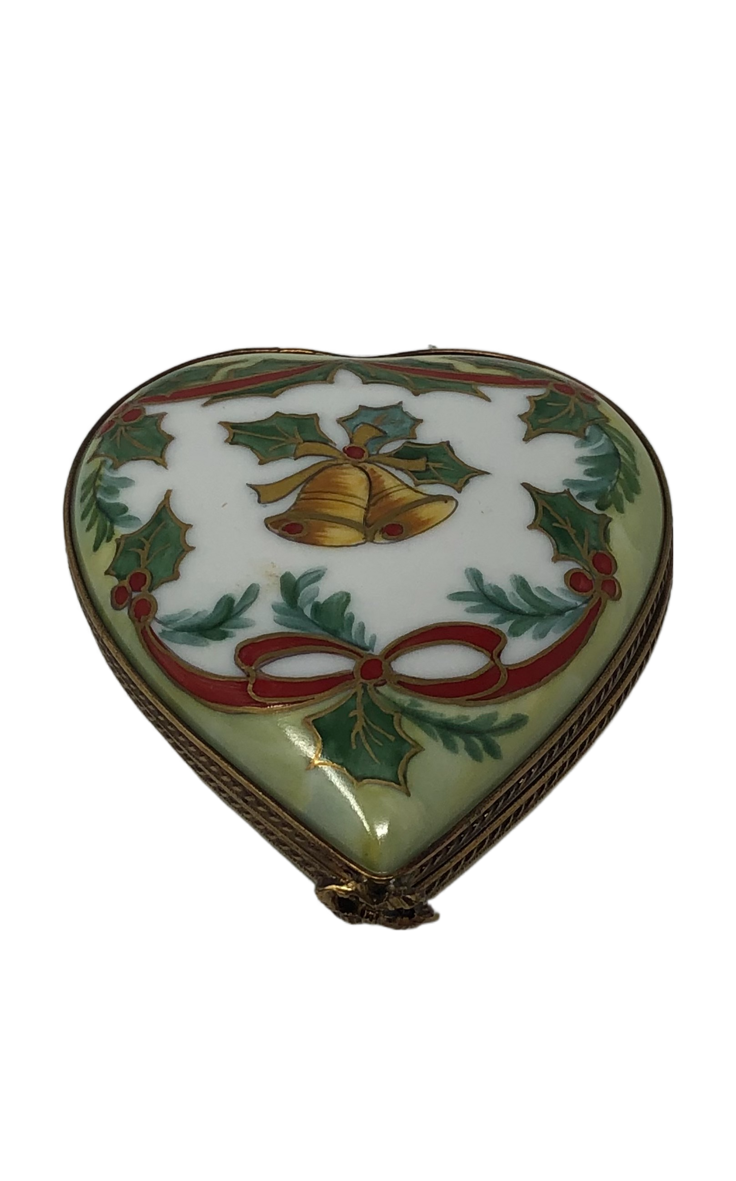 Jingle All the Way - Festive Limoges Box with Green and Red Christmas Heart