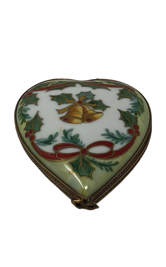 Jingle All the Way - Festive Limoges Box with Green and Red Christmas Heart