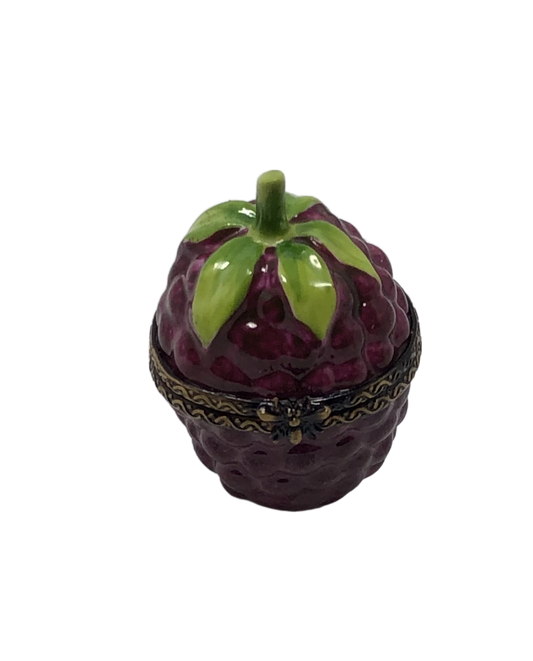 Grapevine Treasures - Limoges Box: Purple Grapes and Green Stem