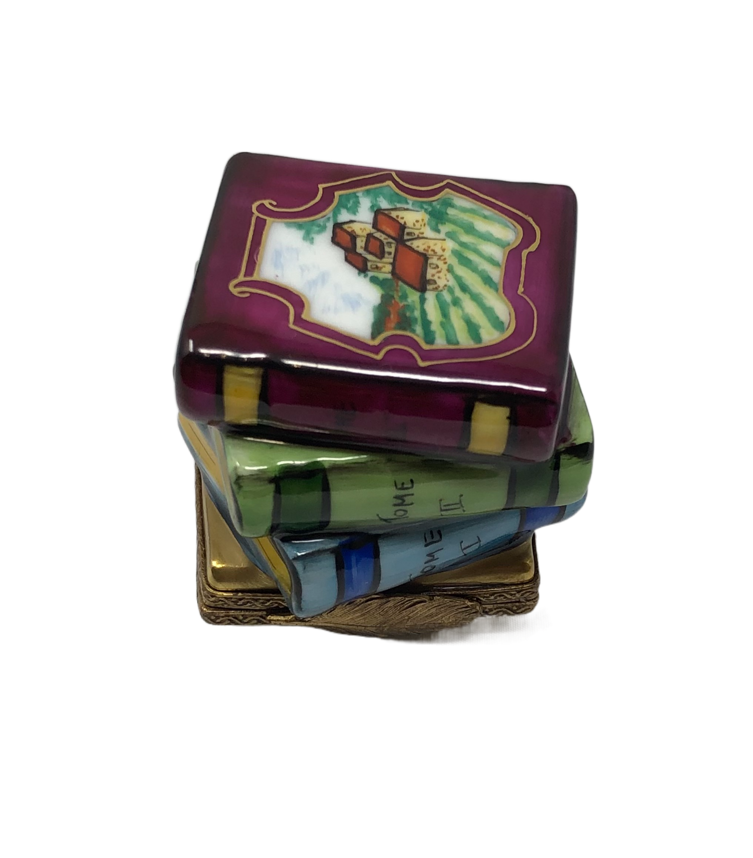 Bookworm's Delight - Limoges Box: Stack of Four Assorted Color Books