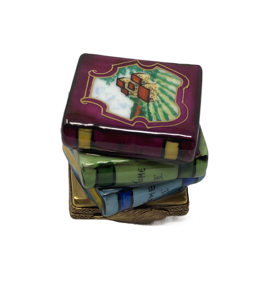 Bookworm's Delight - Limoges Box: Stack of Four Assorted Color Books