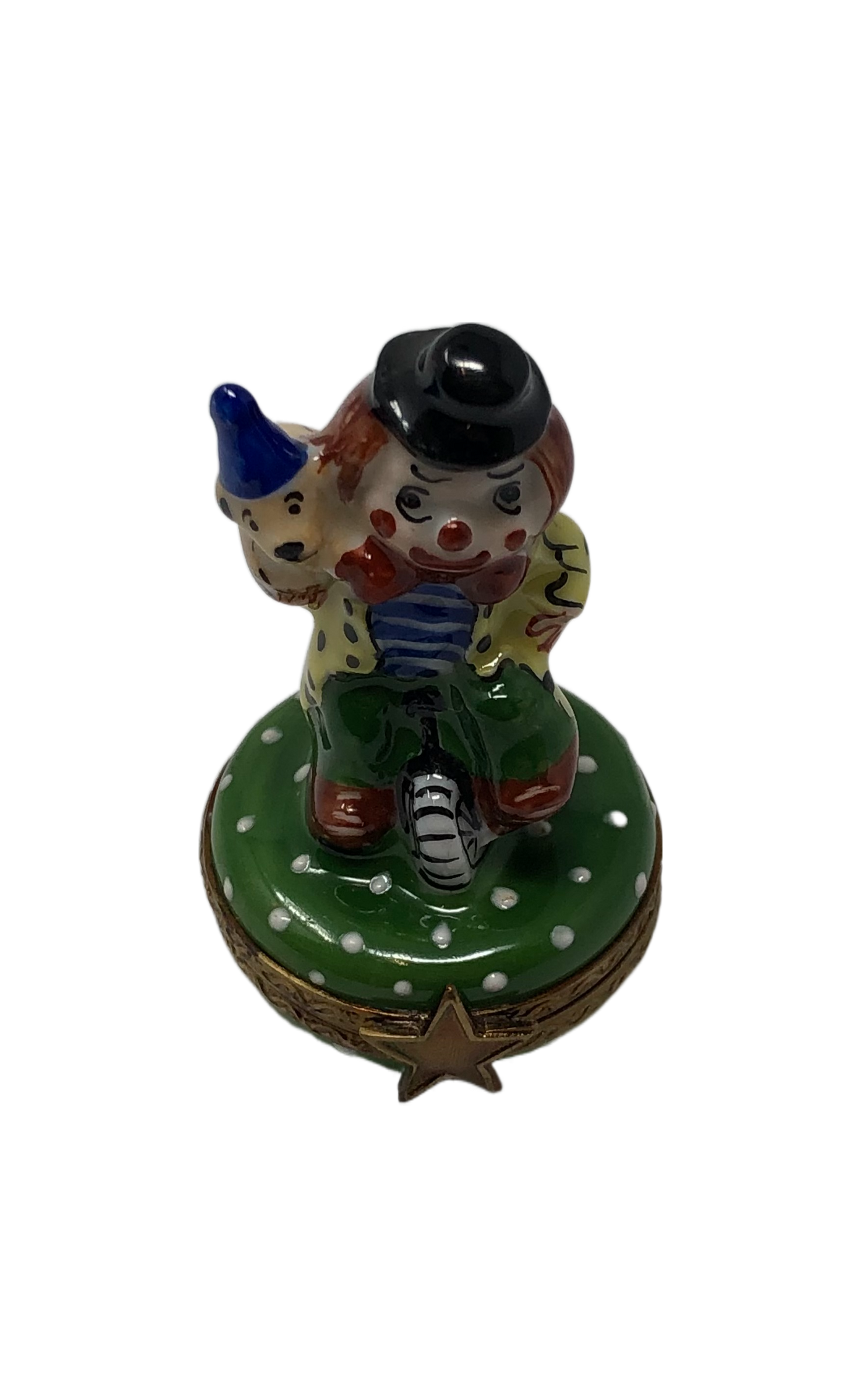 Whimsical Companions - Limoges Box: Clown with Teddy Bear
