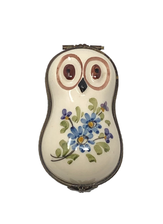 Whimsical Hoots - Limoges Box: Enchanting Owl with Floral Delights