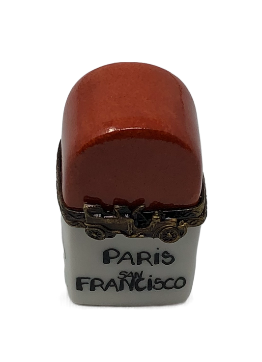 City Wanderlust - Limoges Box: Red and White Oval Tribute to Paris and San Francisco