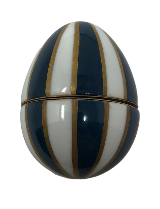 Striped Elegance Limoges Egg Box