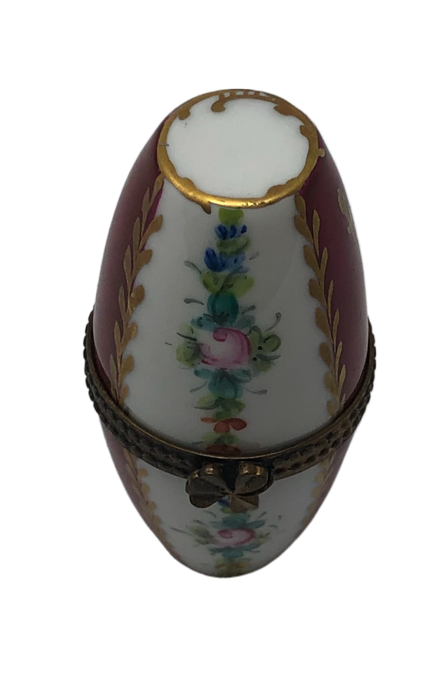 Blooming Elegance: Red and White Floral Egg Limoges Box
