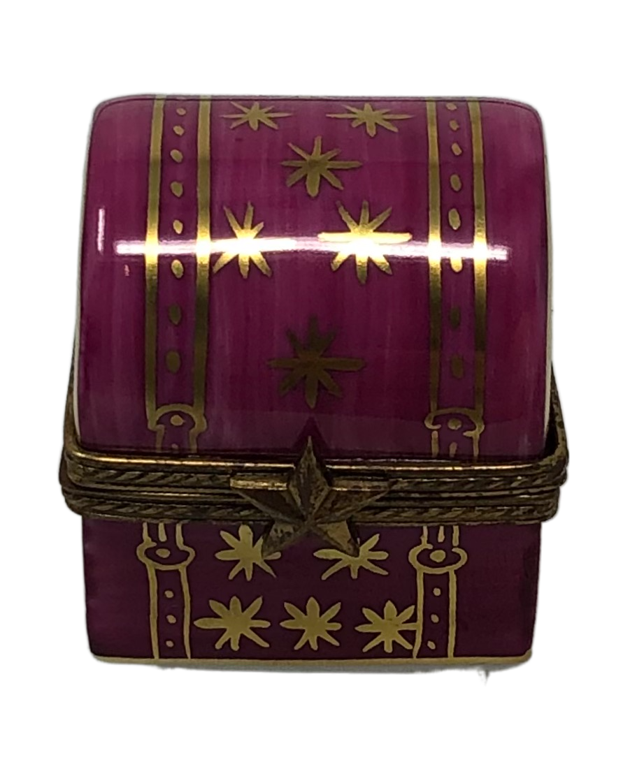 Stellar Secrets: Maroon Trunk Limoges Box