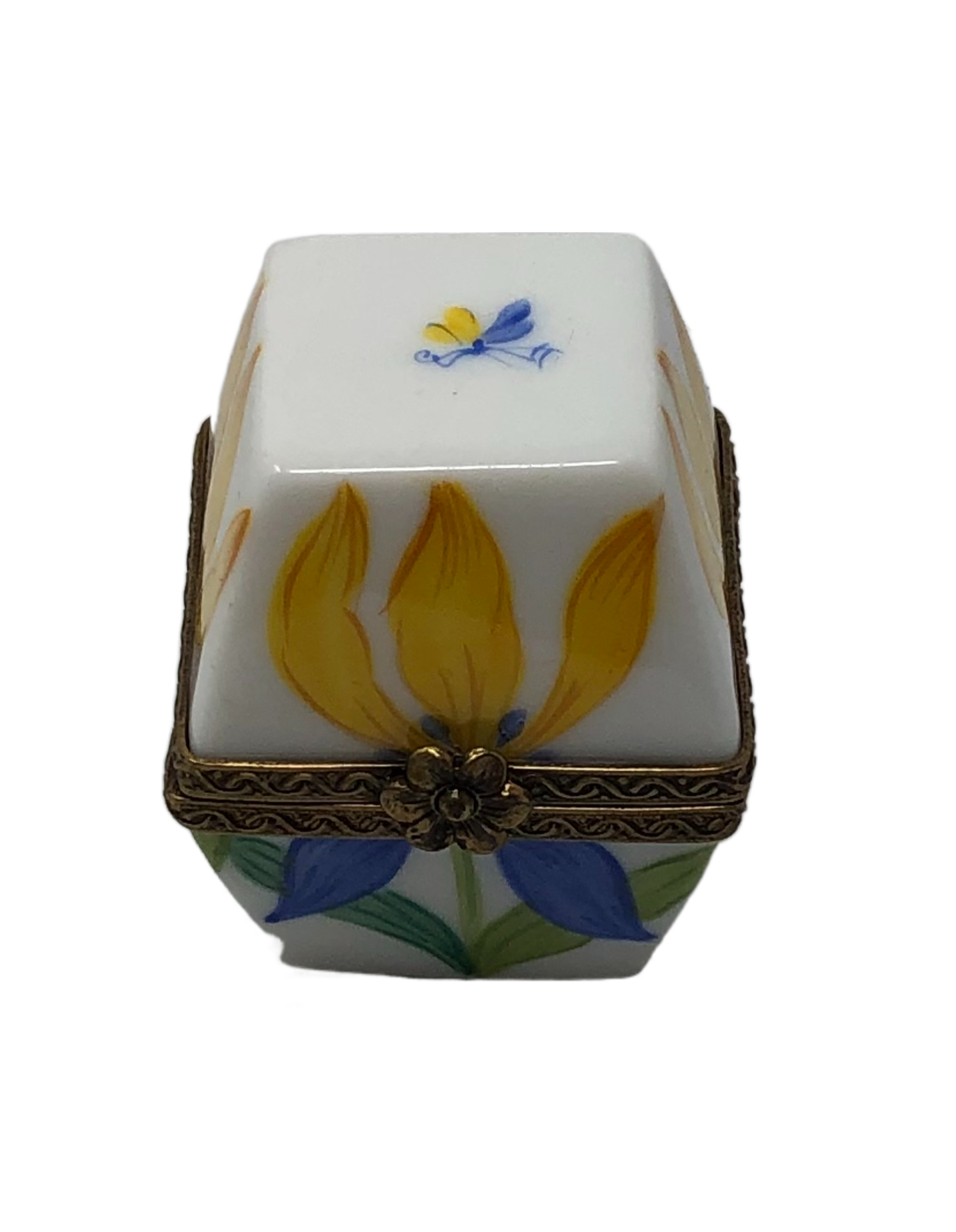 Fire and Ice Blooms: Blue and Yellow/Orange Flower Limoges Box
