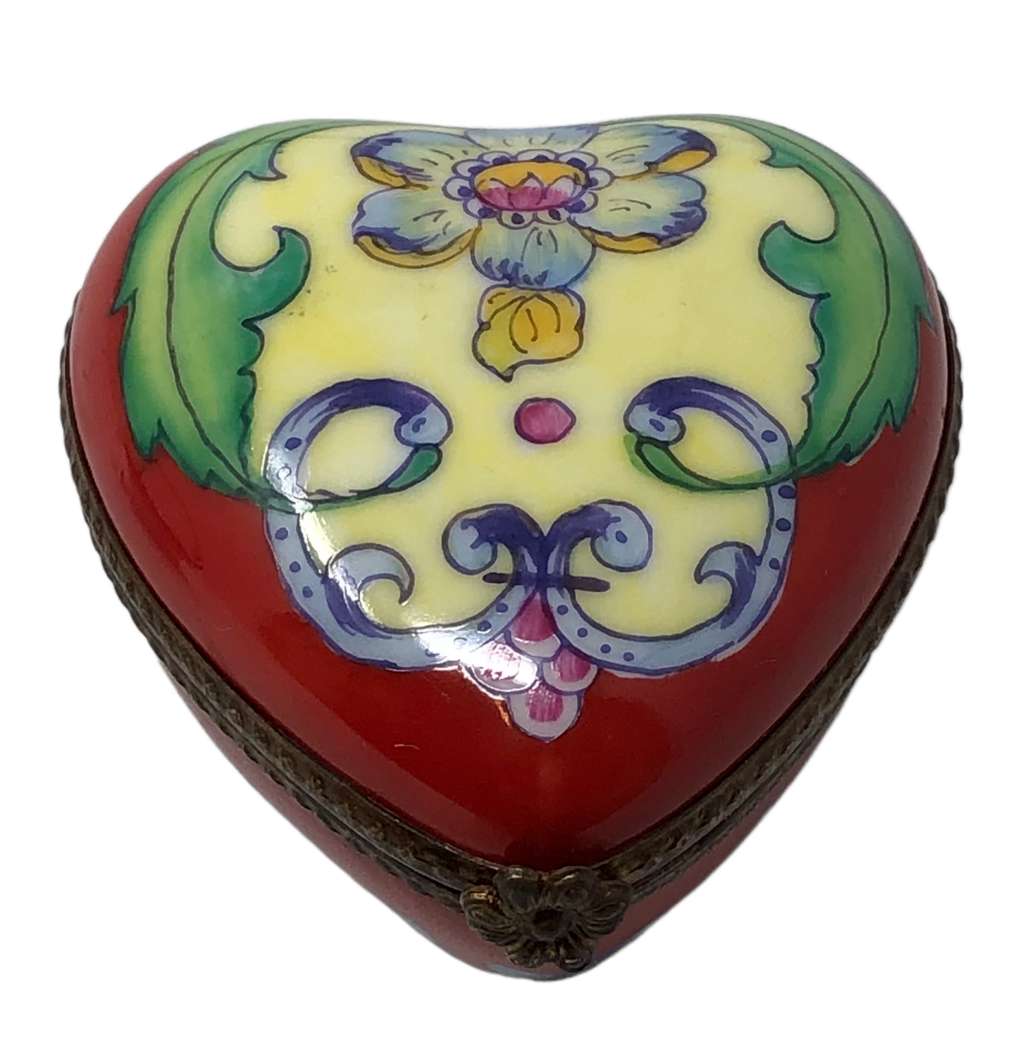 Harmony of Love: Red and Green Heart Limoges Box