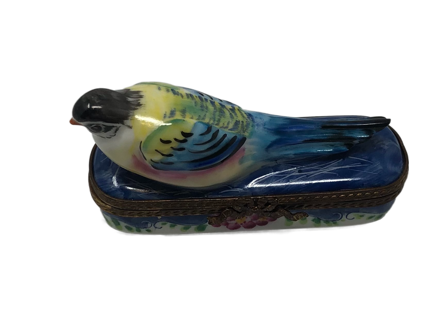 Harmony in Flight: Handcrafted Limoges Box with Vibrant Blue Bird
