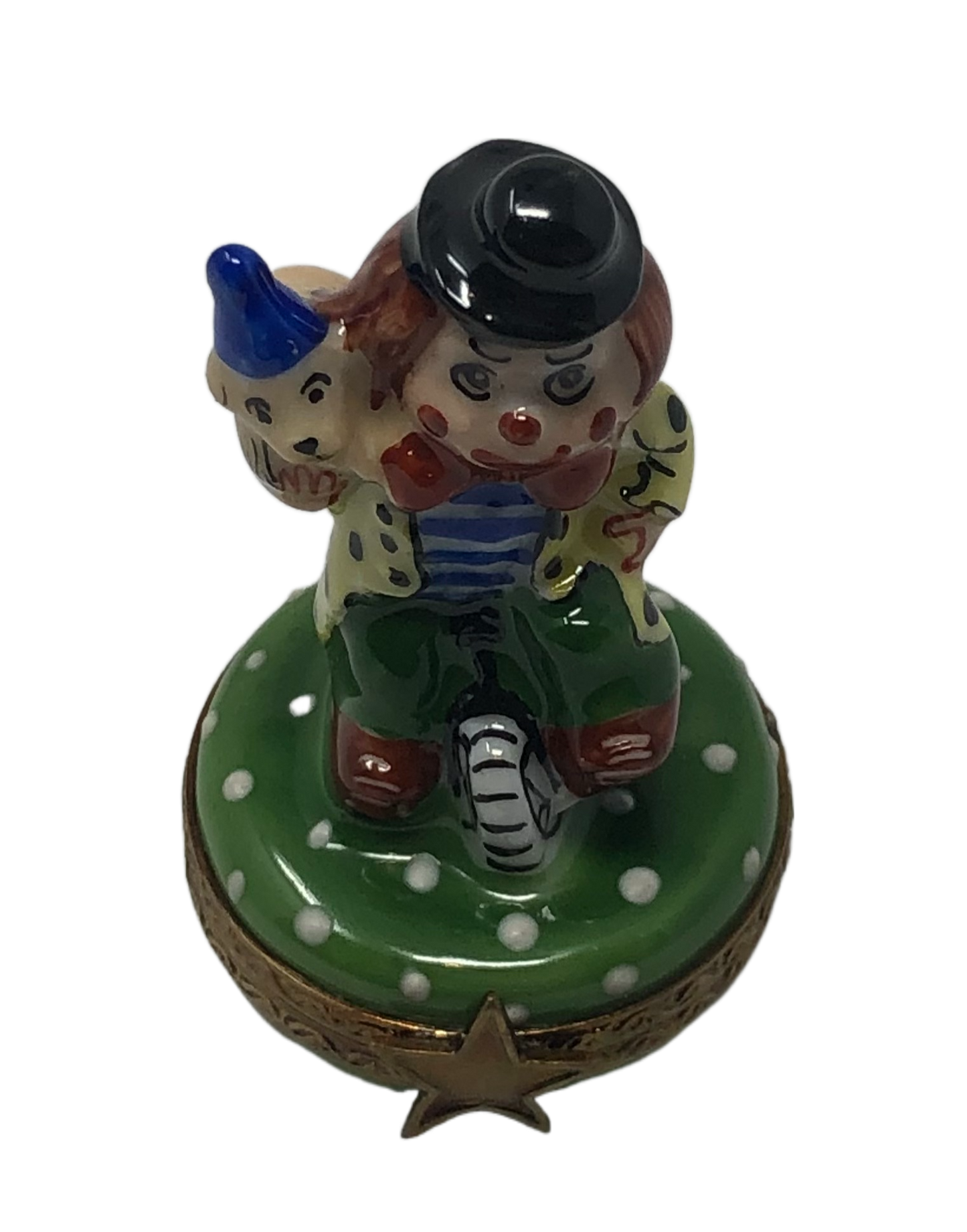 Whimsical Wonders: Limoges Box with Clown and Golden Friend
