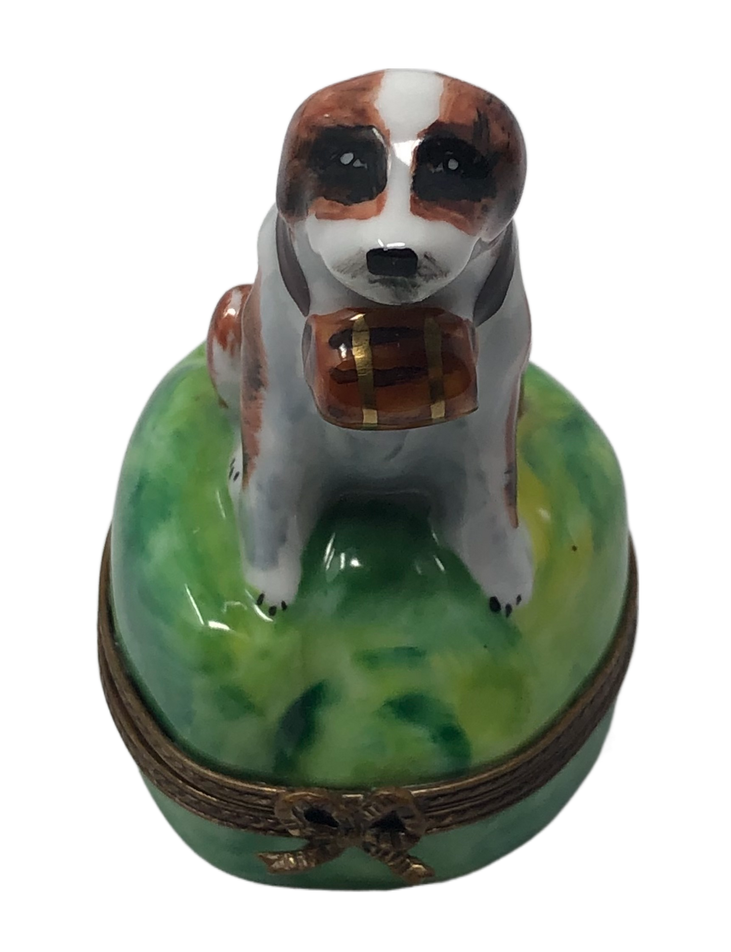 Whiskey Hound: Limoges Box with Dog and Barrel