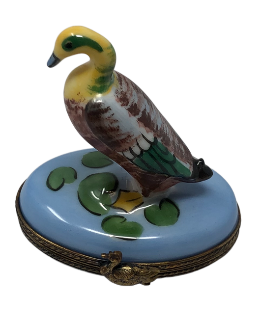Graceful Serenity: Duck on Lily Pads Limoges Box