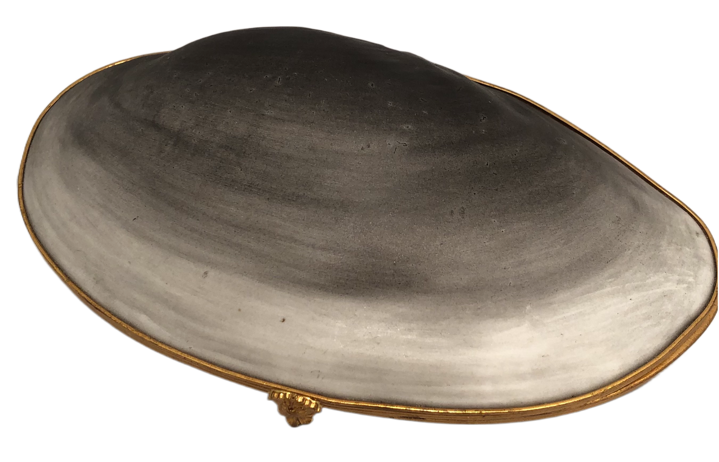Ocean's Beauty: Hand-Painted Limoges Box - Black to Grey Gradient Clam Shell