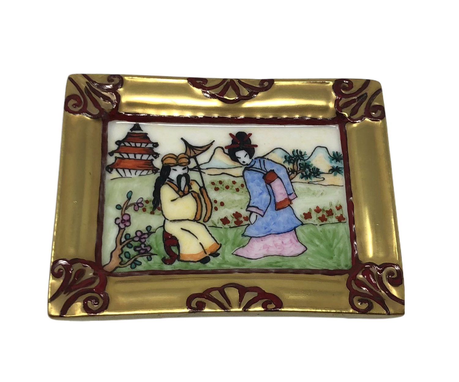 Golden Treasures: Oriental Scene Picture Frame Limoges Box