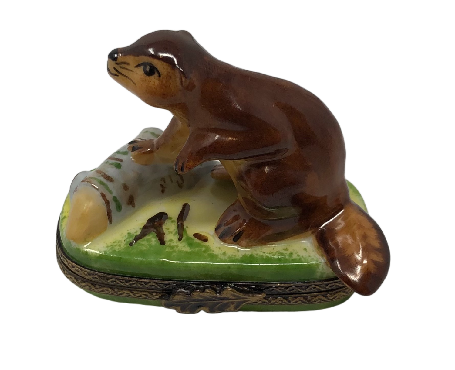 Woodland Wonders: Beaver on Log Limoges Box