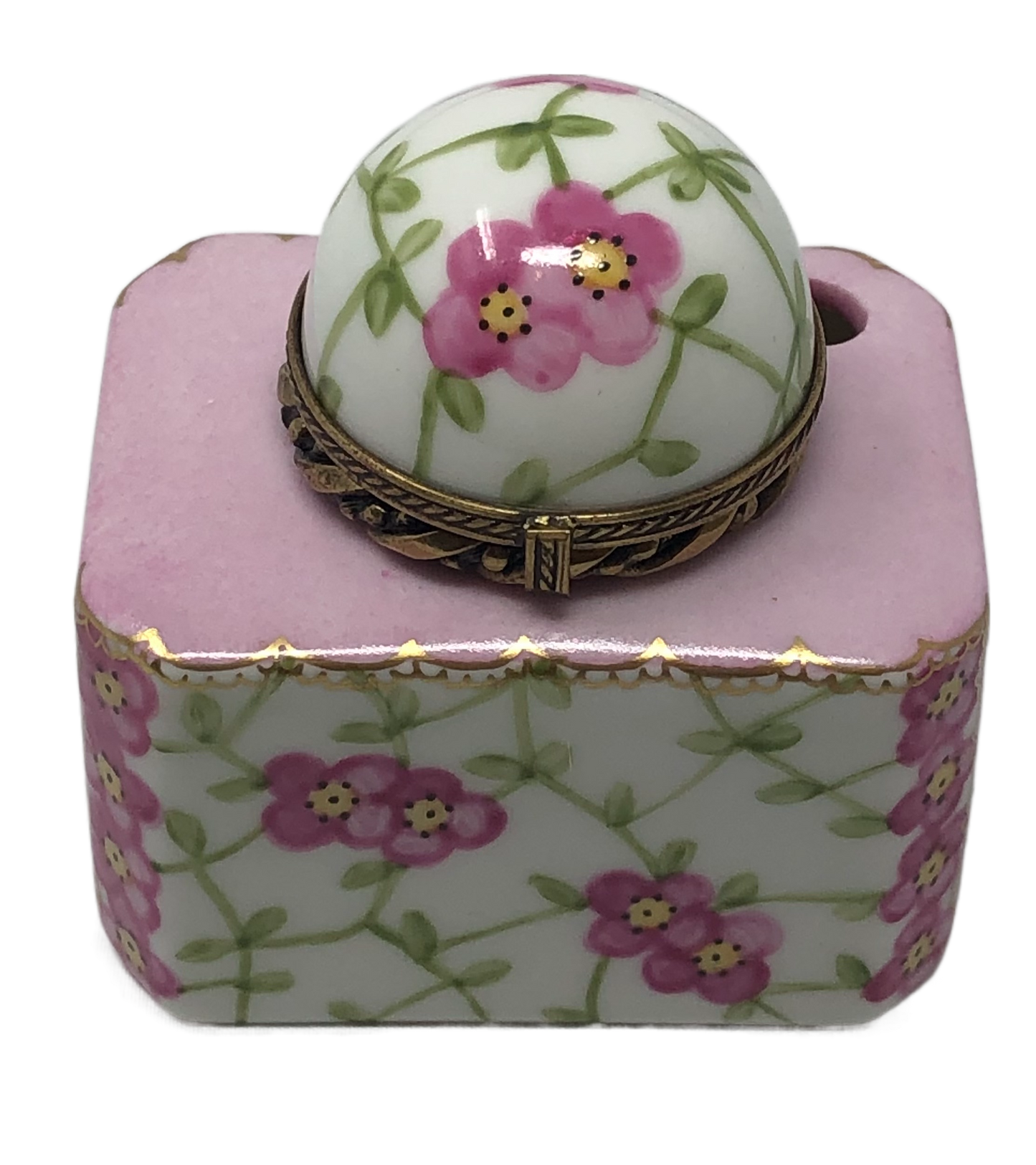 Blooming Elegance: Pink and White Floral Perfume Limoges Box