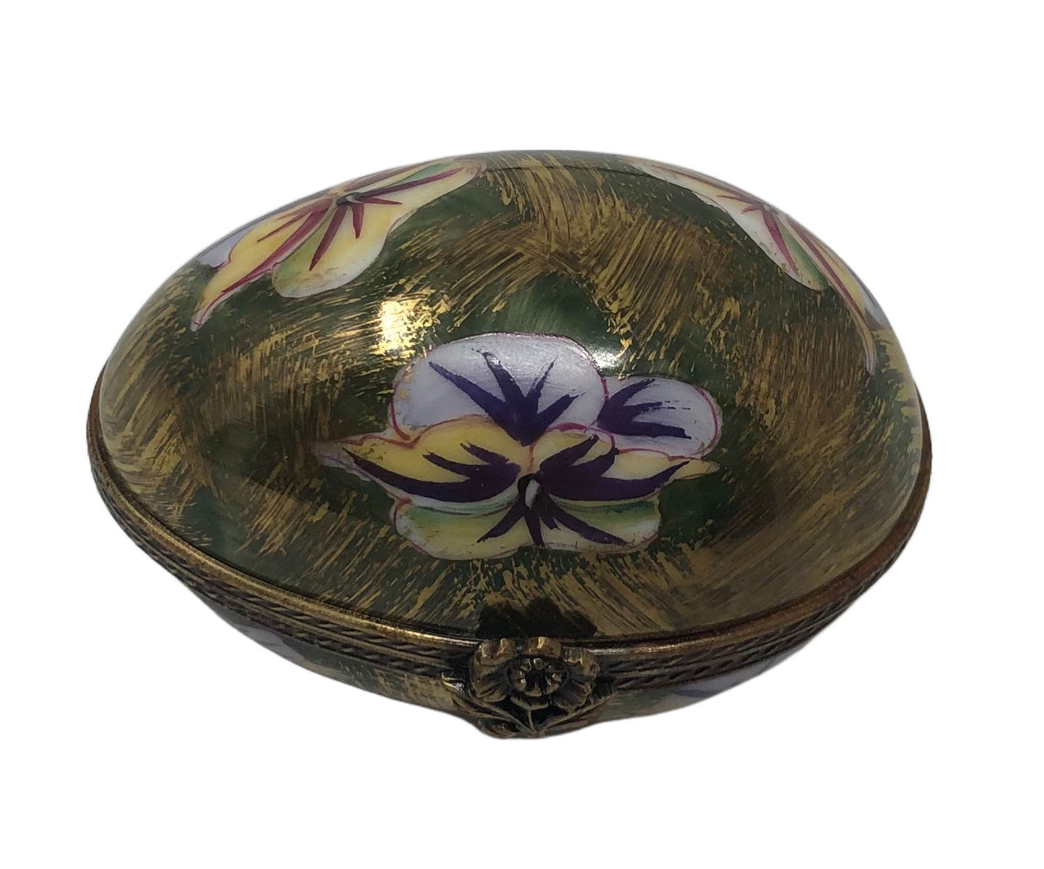 Enchanted Garden: Green and Gold Floral Egg Limoges Box