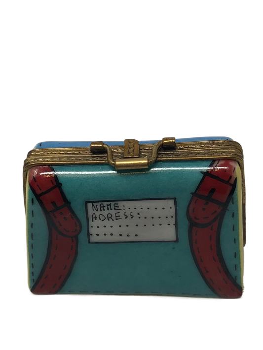 Wanderlust Blue: Personalized Luggage Set Limoges Box