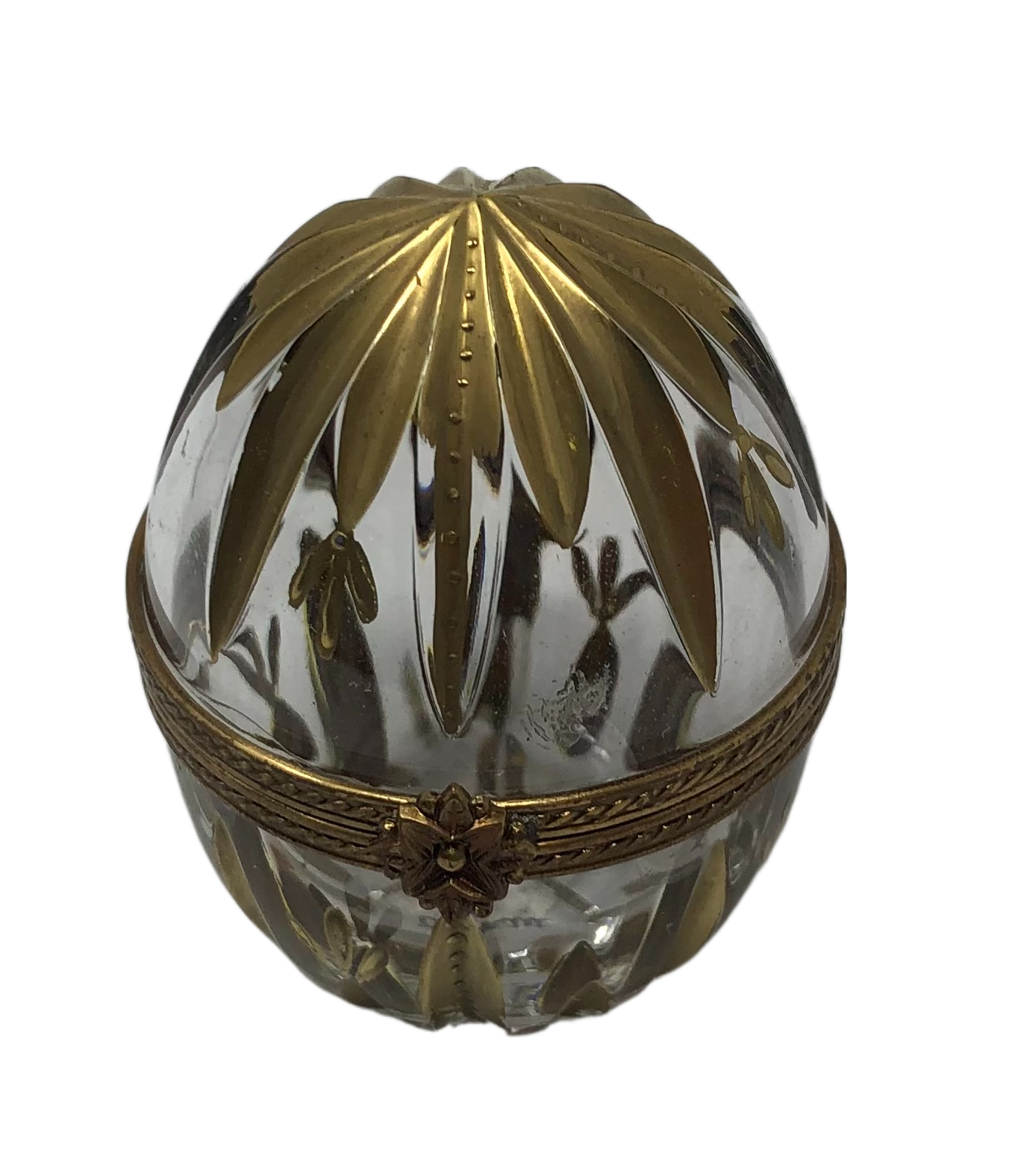 Golden Elegance: Glass Leaf Egg Limoges Box