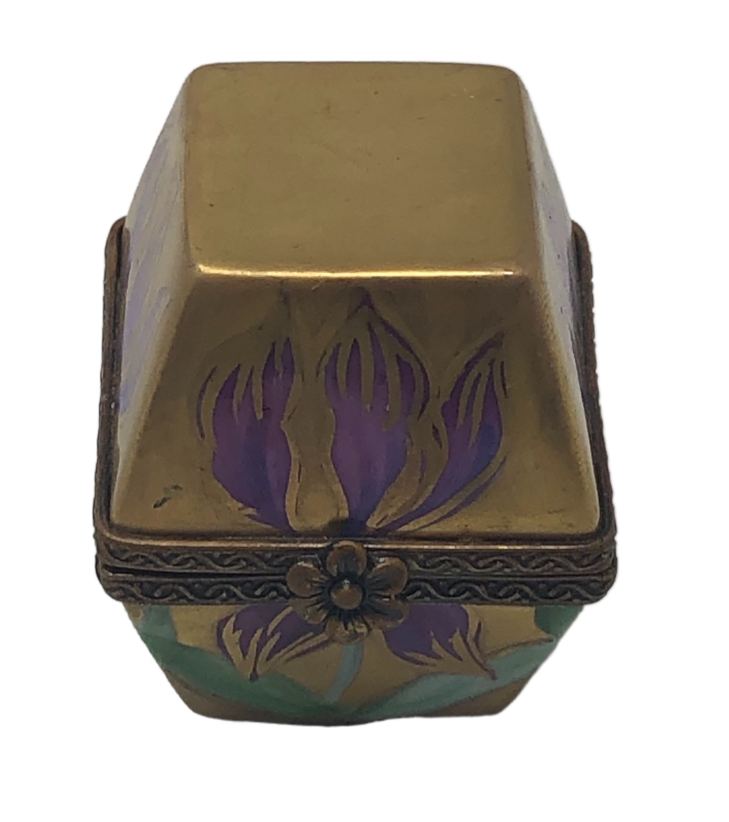 Regal Blooms: Hexagonal Gold Limoges Box