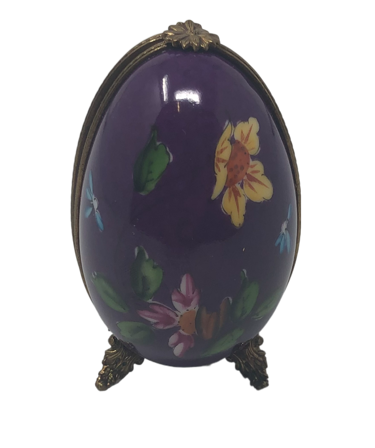 Enchanting Blooms: Limoges Purple Egg Box