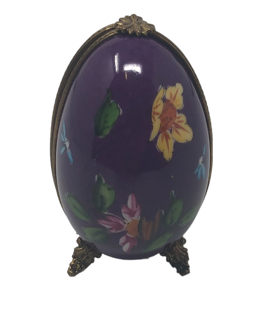 Enchanting Blooms: Limoges Purple Egg Box