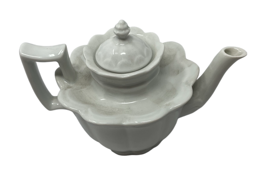 Elegant Brew: White Glazed Teapot Limoges Box