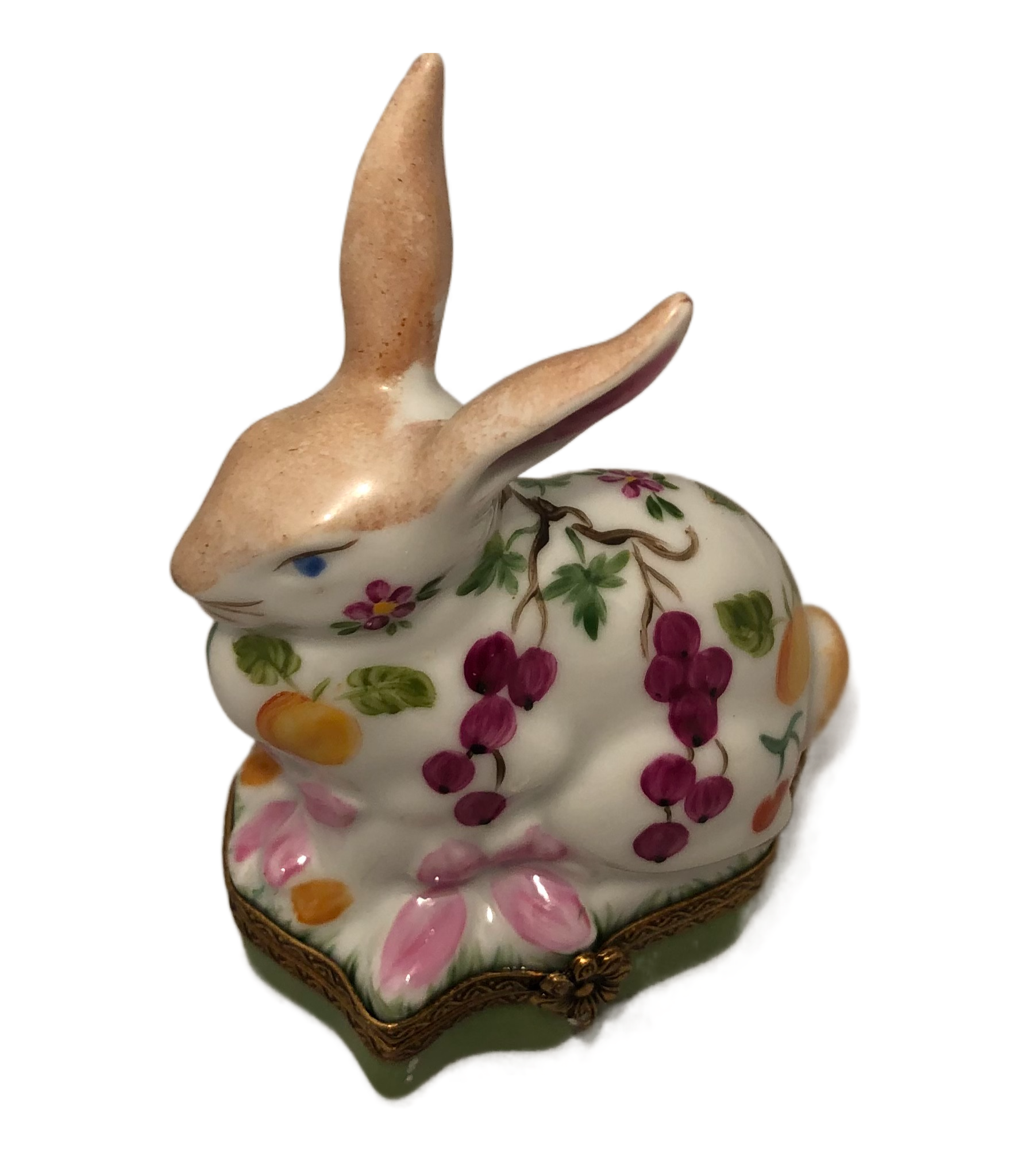 Whimsical Delights: Hand-Painted Limoges White Rabbit Box with Fruity ...