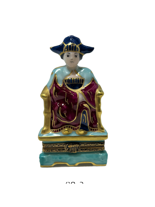 Elegant Serenity: Limoges Box - Oriental Woman on Golden Throne