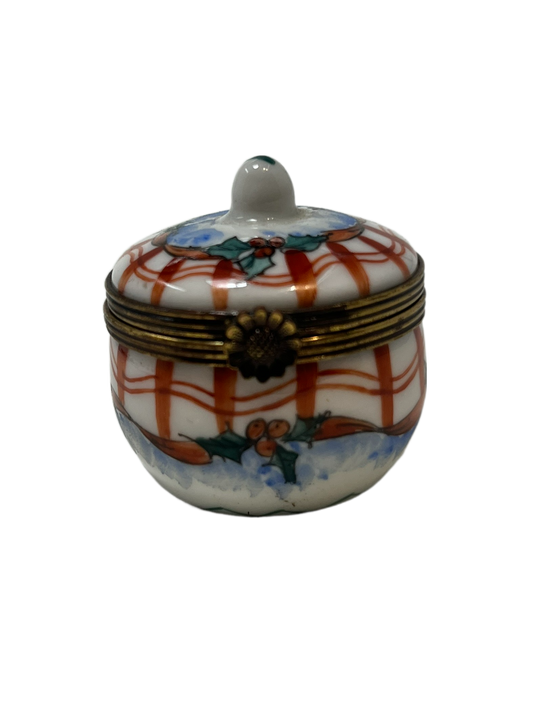 Serene Harmony: Limoges Box - Blue and Red Flower Pot