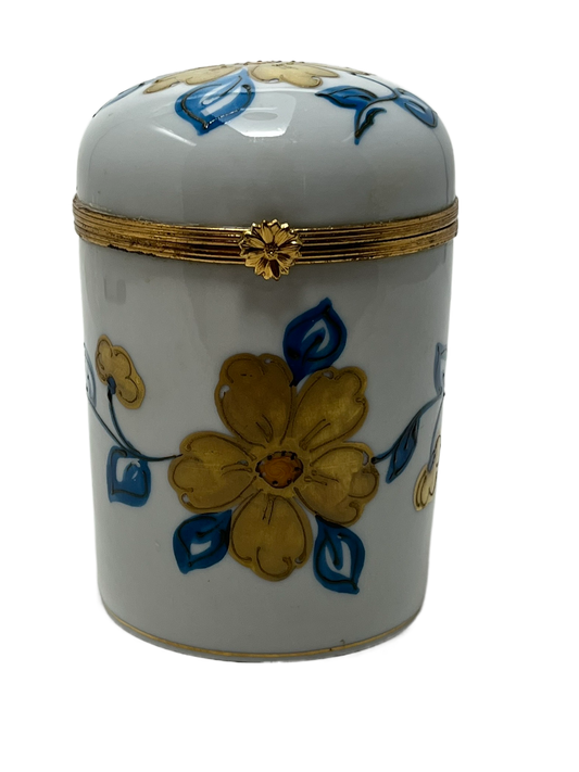 Blooming Beauty: Limoges Box - Cylindrical Floral Treasure